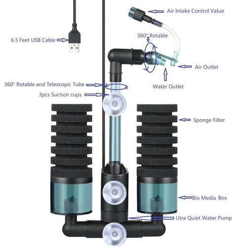 Aquarium double sponge filter - aquarium,