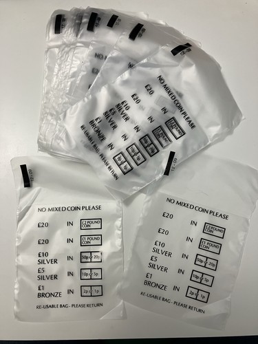 Plastic coin bags - x, (£)