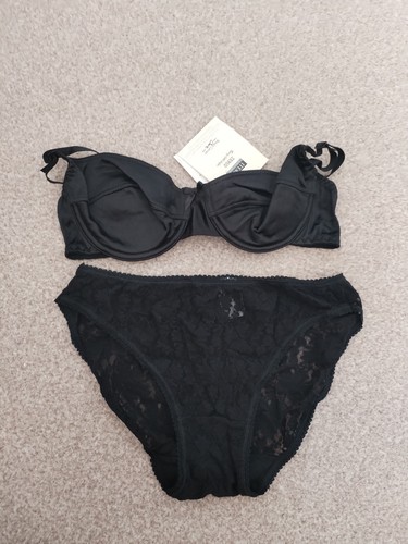 Vintage blacl women bra - blacl, set