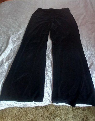 Black velvet wide leg trousers - black,