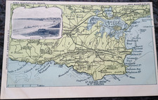 Swanage Dorset  Map Postcard - John Walker & Co - Pu 1936 Bartholomew