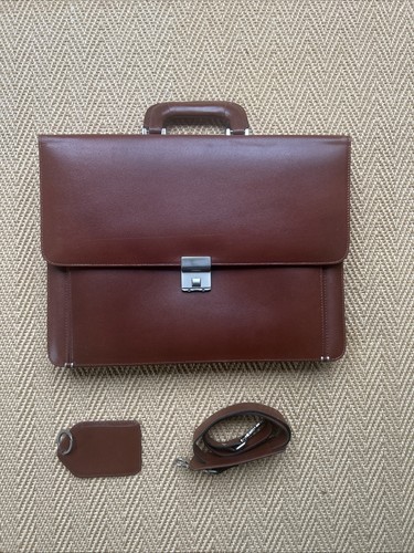 Faux leather briefcase brown - leather,