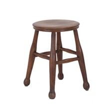 Early 20th Century Oak and Beech Country Style Dish Top Stool (Edwardian)