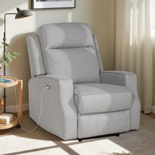 HOMCOM Electric Armchair, Fabric Recliner Chair with USB Port, Grey