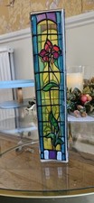 Tiffany Style Cloisonné Glass Vase Rectangular in Shape With a Floral