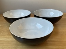 Set of 3 Denby Elements Black Pepper Everyday Cereal/Soup Bowls Stoneware