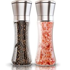 2x Pepper and Salt Grinder Set Mill Stainless Steel Shaker Adjustable Coarse UK