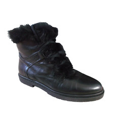 Cara London CHERO Ladies Black Leather Faux Fur Trim Ankle Boots Size EU 37 UK 4