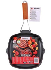 Alpina Grill Pan with Folding Handle Caravan Motorhome Camping Home 