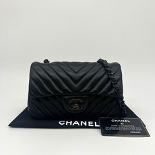 Chanel Mini Rectangular Classic Flap Bag So Black Chevron