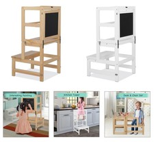Kids Toddler Learning Tower Standing Chair Kitchen Steps Convertible Desk +Chair