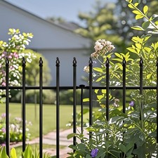 Thealyn 5 Panel Metal Garden Fence 71x56cm No Dig Dog Barrier Border Fence Black