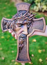 Wooden hanging crucifix - wooden,