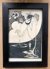 Aubrey Beardsley Framed ‘The Climax’ Salome Print 1920s Small Print  Antique
