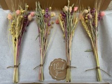 DRIED FLOWERS 4 POSY BOUQUETS PRETTY PINK & LAVENDER WEDDING GIFT 8”