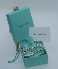 Tiffany & Co Ball Bead Bracelet 7.5” 10mm Sterling Silver with Bag, Box & Pouch