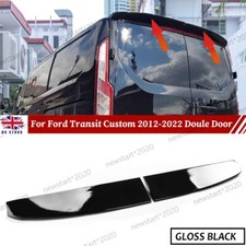 FOR FORD TRANSIT CUSTOM 2012-2020 GLOSS BLACK REAR TWIN BARN DOOR ROOF SPOILER