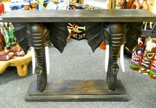 AMAZING QUALITY Wooden Site TABLE Height 92 cm shape LARGE ELEPHANT HEADS 