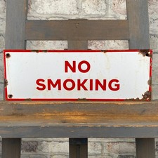 NO SMOKING Enamel Sign 13.4x4.7" (34x12cm) Old-Looking Nice Porcelain Decoration