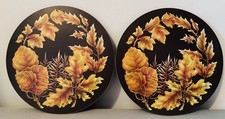 Cloverleaf Placemats Oak Leaves Autumnal Vintage Round x6 c.1970's Prop