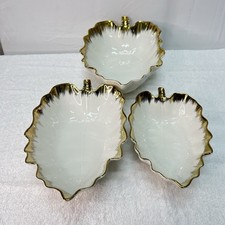 Set of 3 Leaf Shaped Ceramic