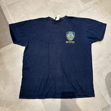 Vintage NYPD Logo Tshirt Mens Navy L Work Top Tee Embroidered Logo USA