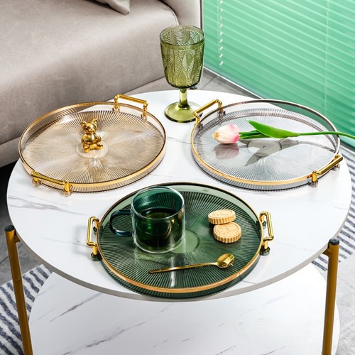 Gold round storage tray with - gold,