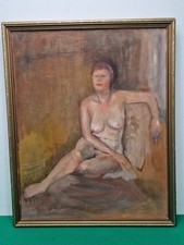 Framed Oil on Canvas Nude Lady Portrait Painting by the Artist Gerald V Gadd