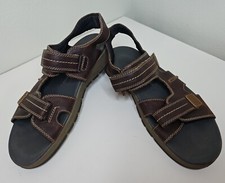 Clarks Mens 13 Brixby Shore Dark Brown Leather Hook & Loop Comfort Sandal Shoes