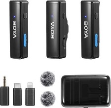 Boya BOYALINK Wireless Lavalier Microphone for iPhone Android USB C Smartphone