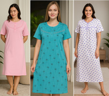 Ladies Womens winter COTTON Half sleeve Night Dress Shirt Nighties Nightshirt pj