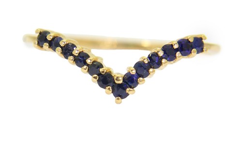 Pretty sapphire wishbone - sapphire, 18ct