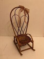 Vintage Wicker/Rattan Rocking Chair Shaped plant/flower holder. Handmade.