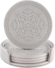 Coasters Set of 4 - PU Leather Coasters for Drinks with Holder - Pink Handmade r