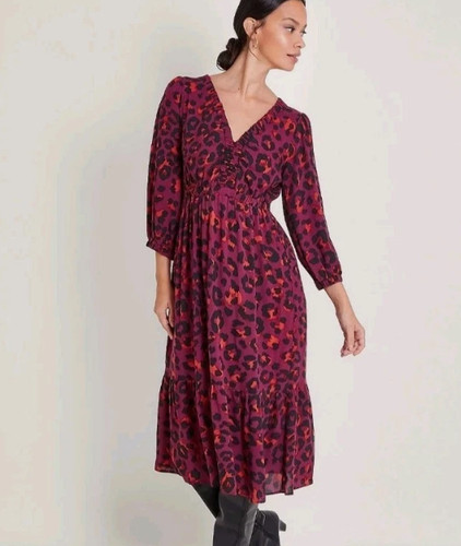 Monsoon midi dress neck - v,