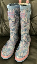 BNWT TU Size 6 Long Length Wellies Wellington Boots Buckle British Flag Blue