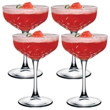 Tall Glass Champagne Glasses Elegant Stemmed Coupe Cocktail Glassware Set 255ml