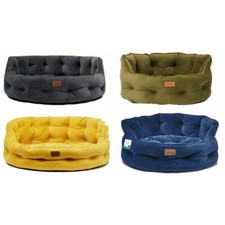 Joules Chesterfield Pet Dog Bed Luxury Velvet Comfy Soft Settee - 2 Sizes S L