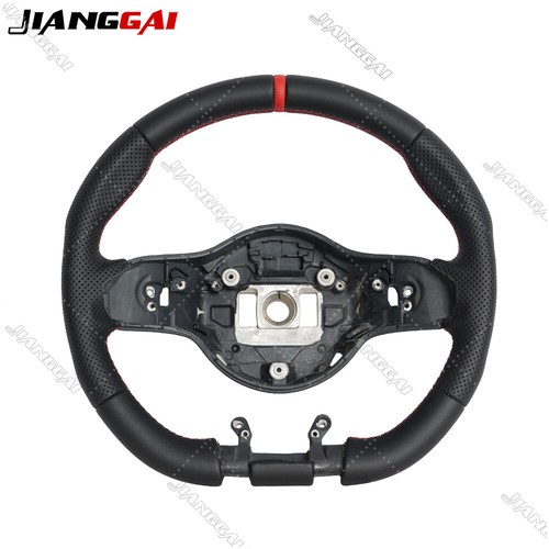 Black leather steering wheel - leather,