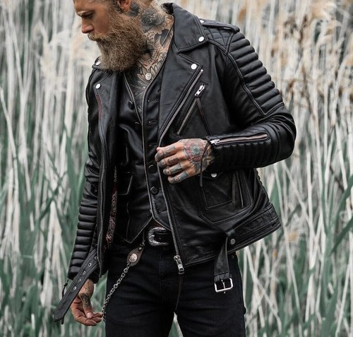 Quilted slim fit motorcycle - slim,