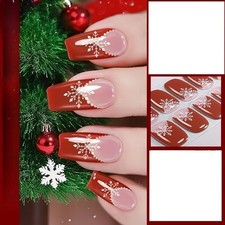 16 Strips Christmas Semi Cured Gel Nail Stickers Gel Polish No UV Lamp (CMK0115)
