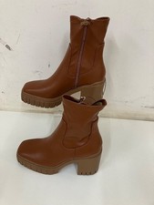 Ladies BNWT PRIMARK Block Heel Stretch Zipped Ankle Boots Camel UK 6- CG A31