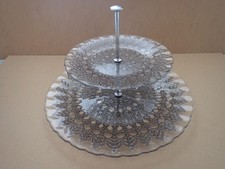 2 Tier glass & metal cake