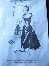 1950s Vintage Sewing Pattern B34 DRESS (1369) By CEIL CHAPMAN For SPADEA