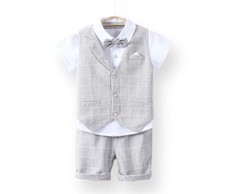 NEW 4Pcs Formal Toddler Children Boy Kid Short Suit Wedding Party Outfits 1-8Y