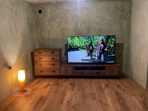 Brown wood freestanding - brown, tv