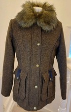 Jack Murphy Moon Tweed Coat Size 12 Brown Excellent Condition. B327