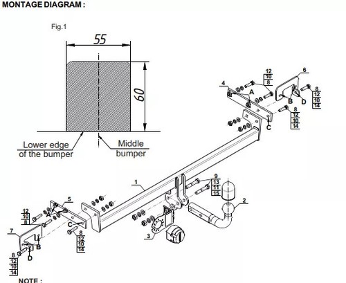 Swan neck tow bar - bar, for