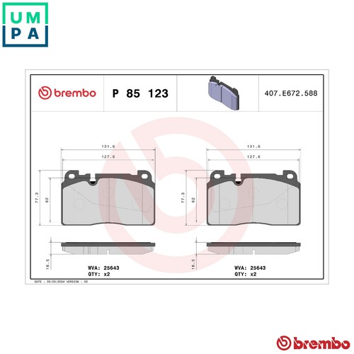Brake pad set disc - disc, p