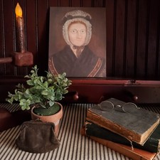 PRIMITIVE VICTORIAN VINTAGE COLONIAL STYLE WOMAN LADY QUAKER LACE PORTRAIT SIGN